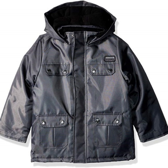 NWT Big Boys 14/16 Oxford Parka Jacket Fleece Lined Hooded Pockets Gray - Picture 1 of 1